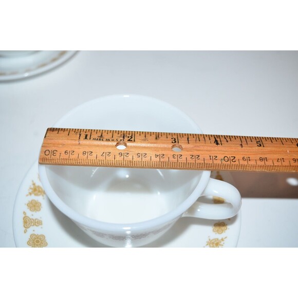 Vtg 70's Corelle Corning Livingware Butterfly Gold Coffee Tea Cups Mug & saucers - Picture 5 of 9